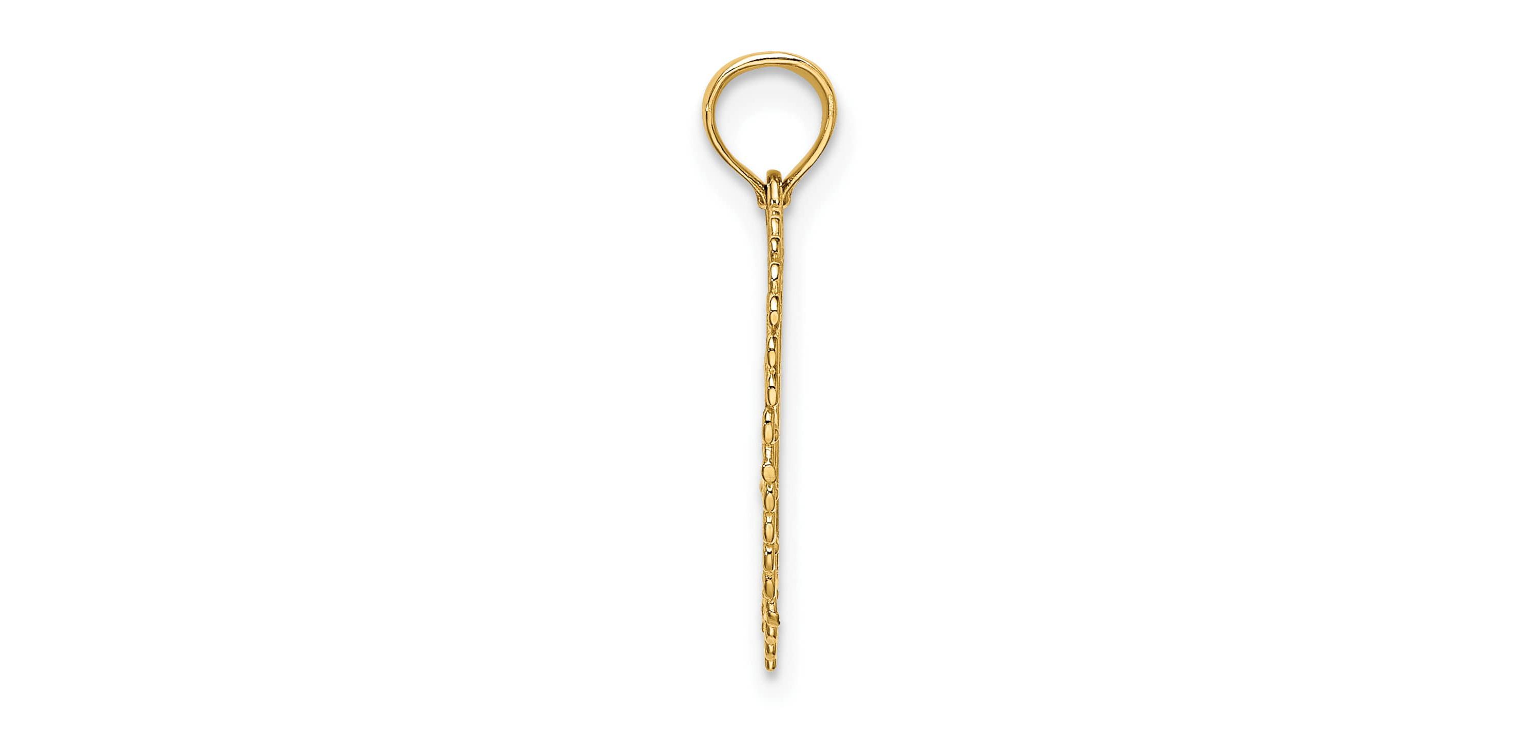14K Yellow Gold Gold Polished DADDYS LITTLE GIRL Textured Heart Charm