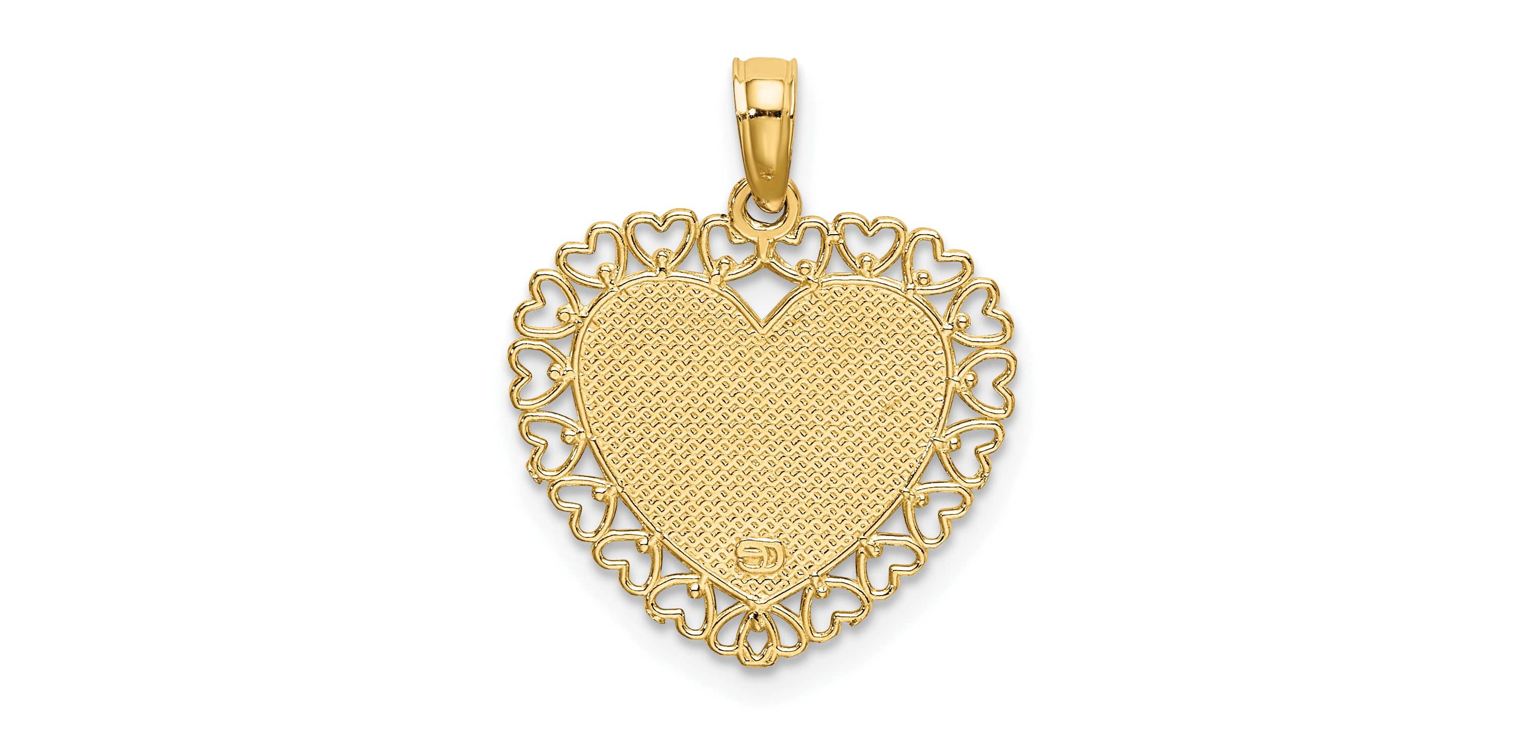 14K Yellow Gold Gold Polished DADDYS LITTLE GIRL Textured Heart Charm
