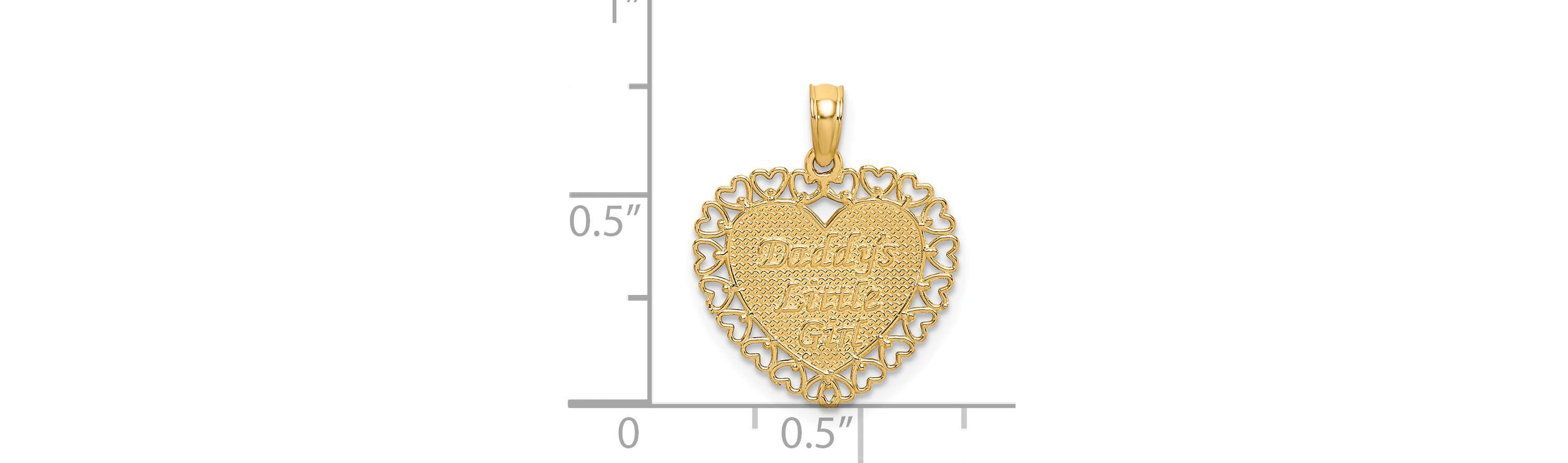 14K Yellow Gold Gold Polished DADDYS LITTLE GIRL Textured Heart Charm