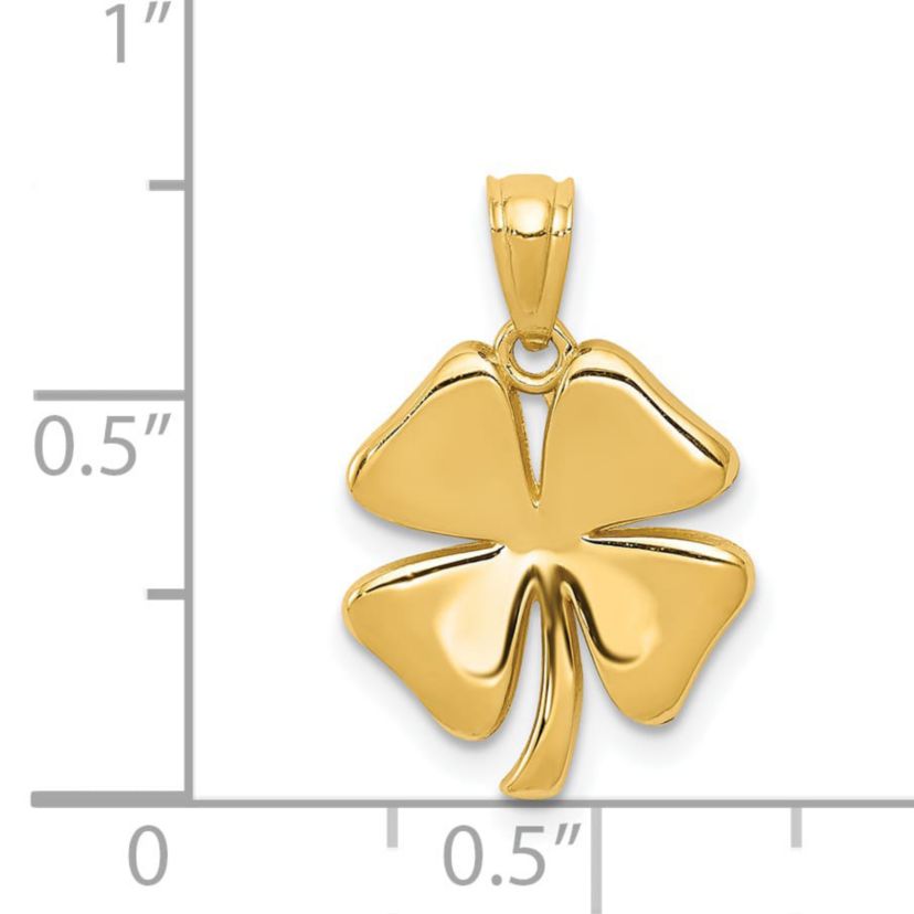 14K Yellow Gold Polished 4 Leaf Clover Pendant