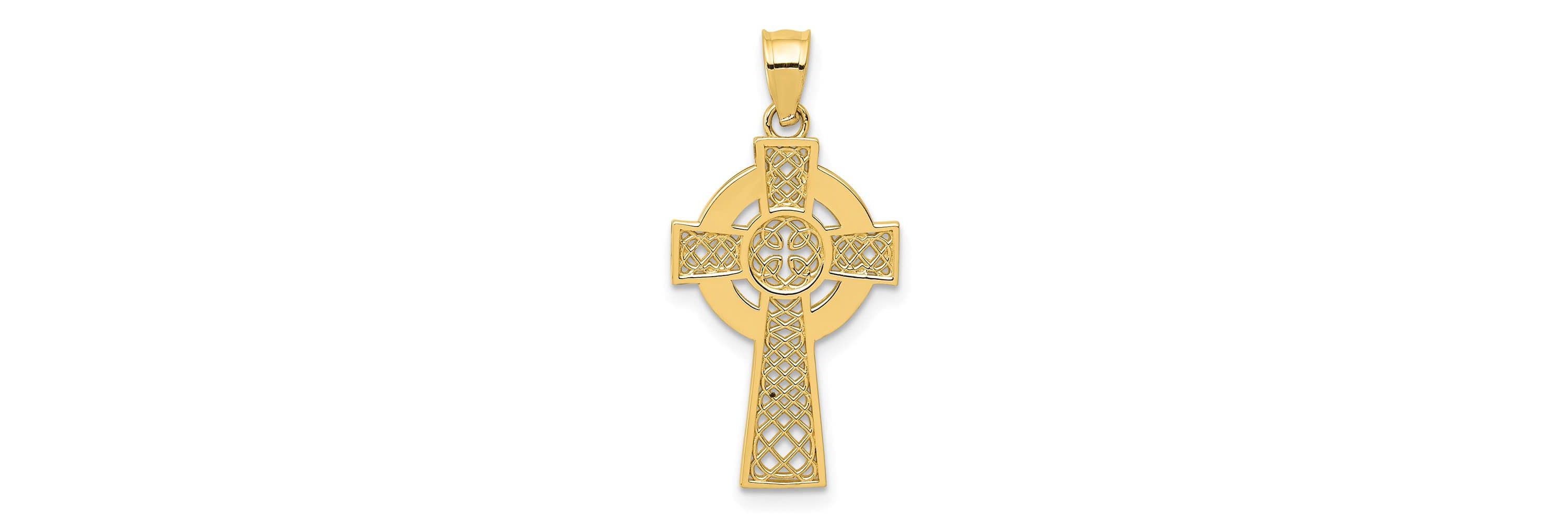 14K Yellow Gold Celtic Cross Pendant