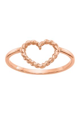 Belk & Co 14K Rose Gold Polished and Textured Heart Ring