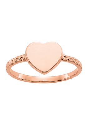 Belk & Co 14K Rose Gold Polished Textured Heart Ring
