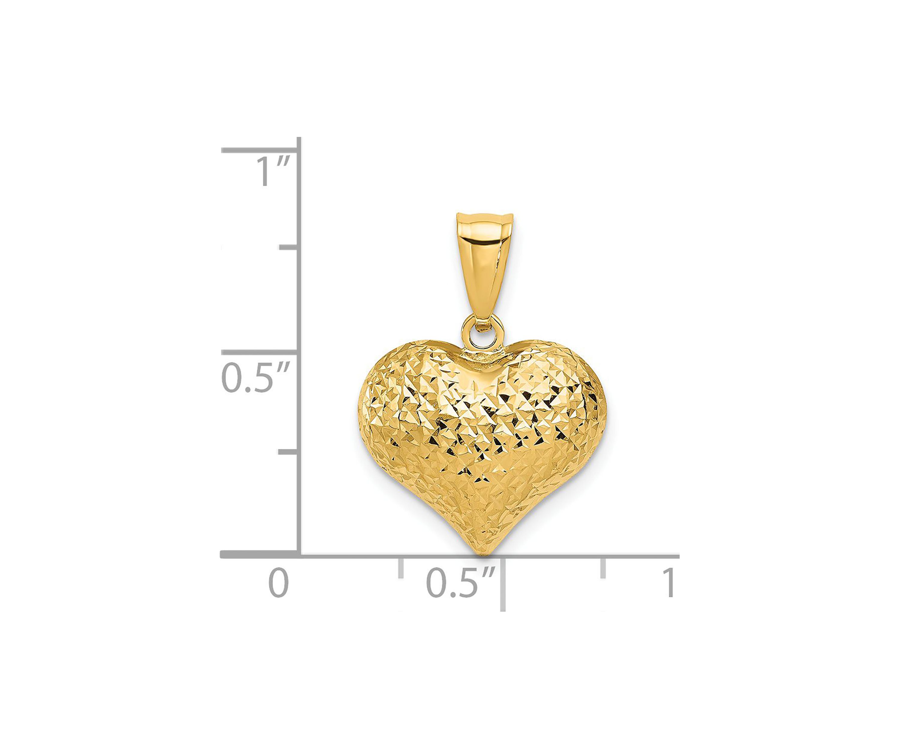 14K Yellow Gold Polished and Textured 3-D Heart Pendant