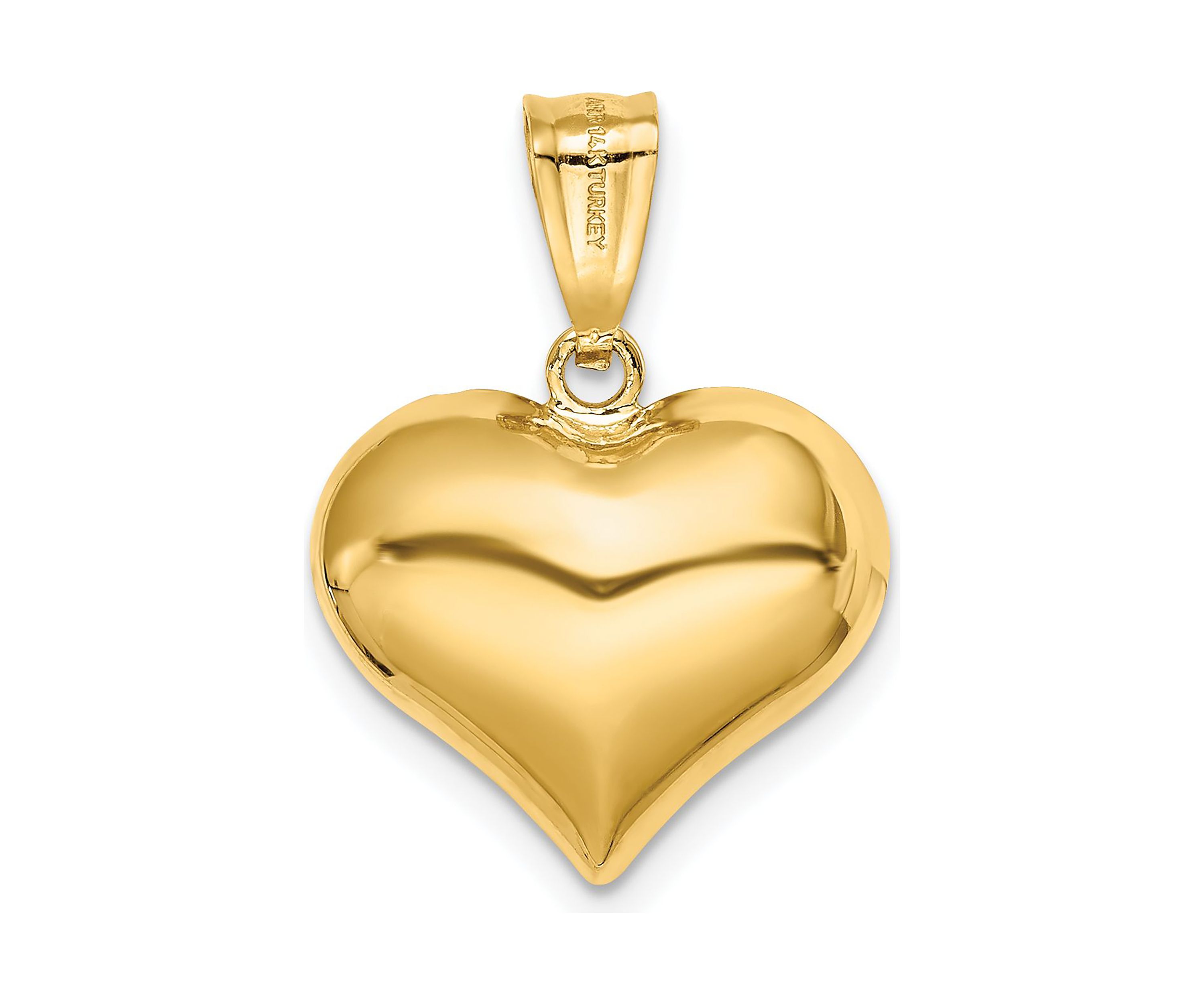 14K Yellow Gold Polished and Textured 3-D Heart Pendant