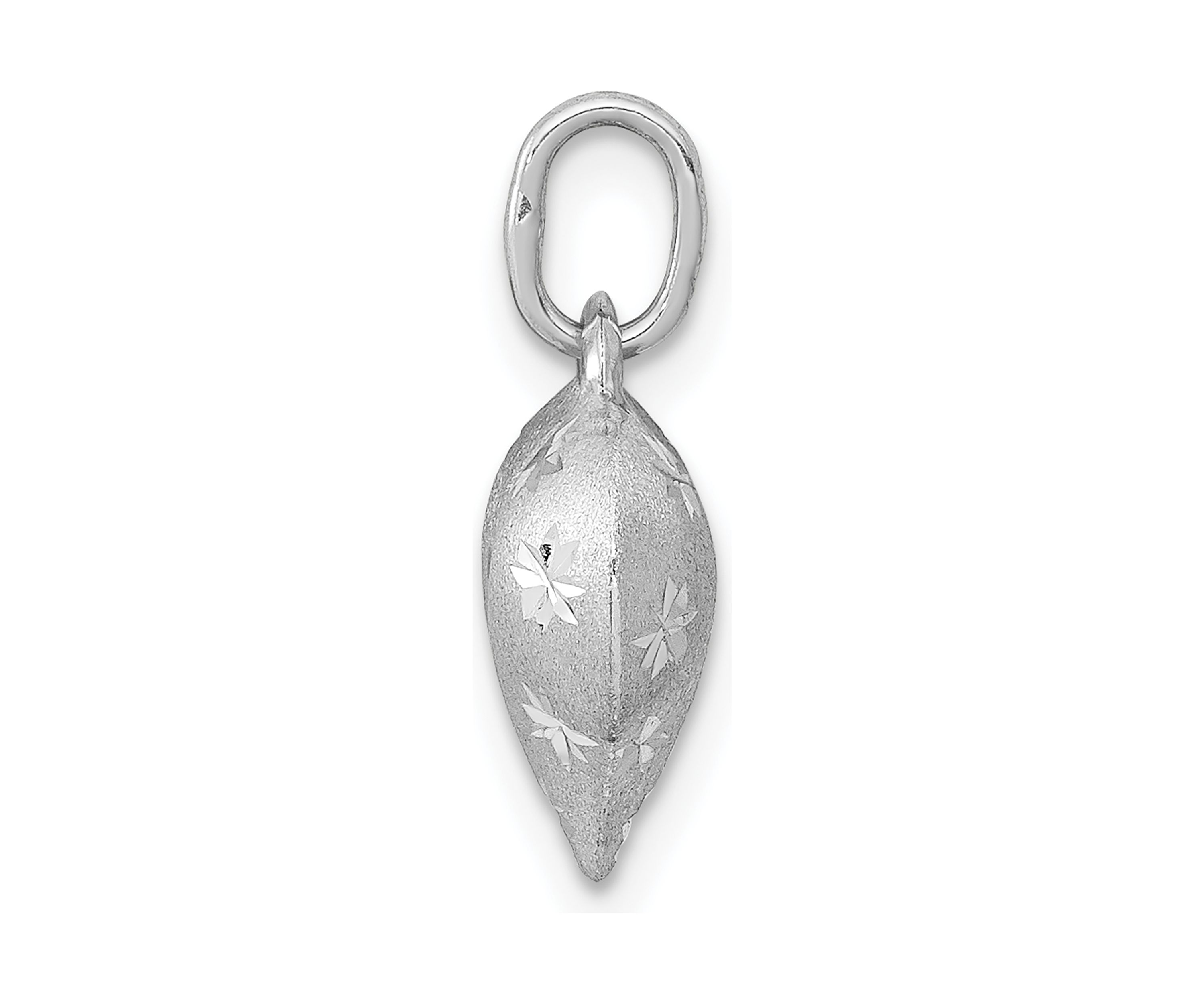 14K White Gold Satin Diamond-cut 3D Puffed Heart Pendant