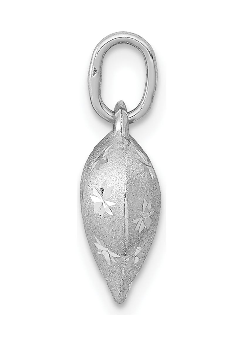 14K White Gold Satin Diamond-cut 3D Puffed Heart Pendant