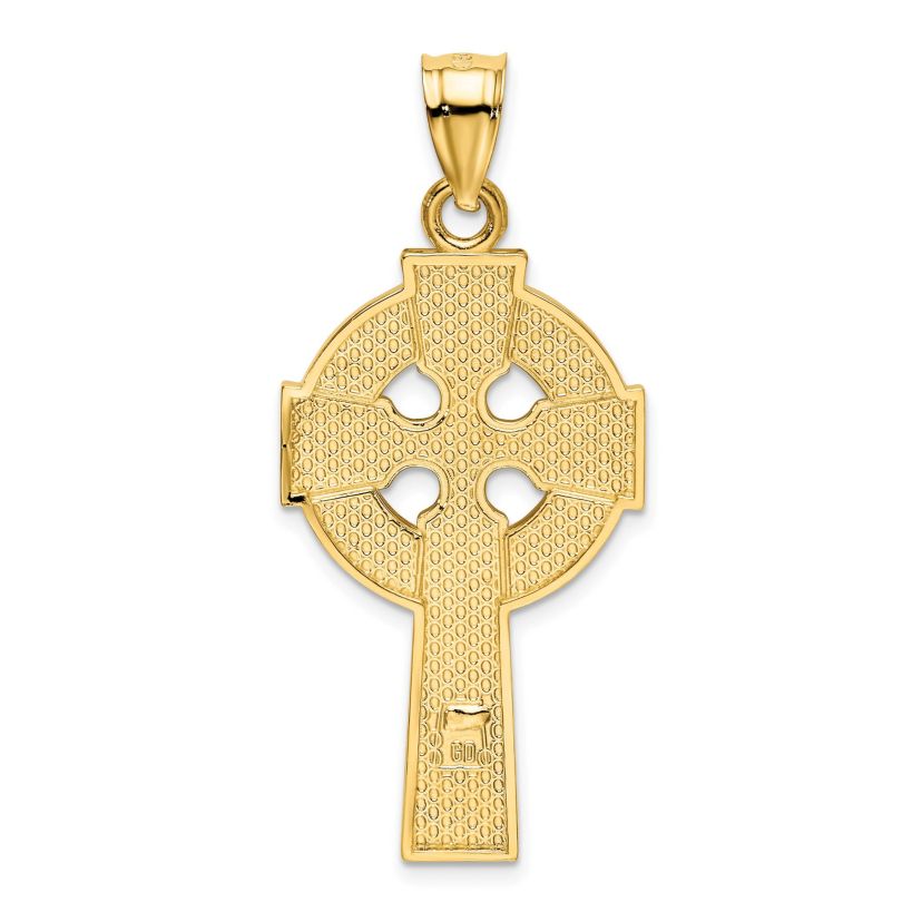 14K Yellow Gold Polished Celtic Cross Pendant