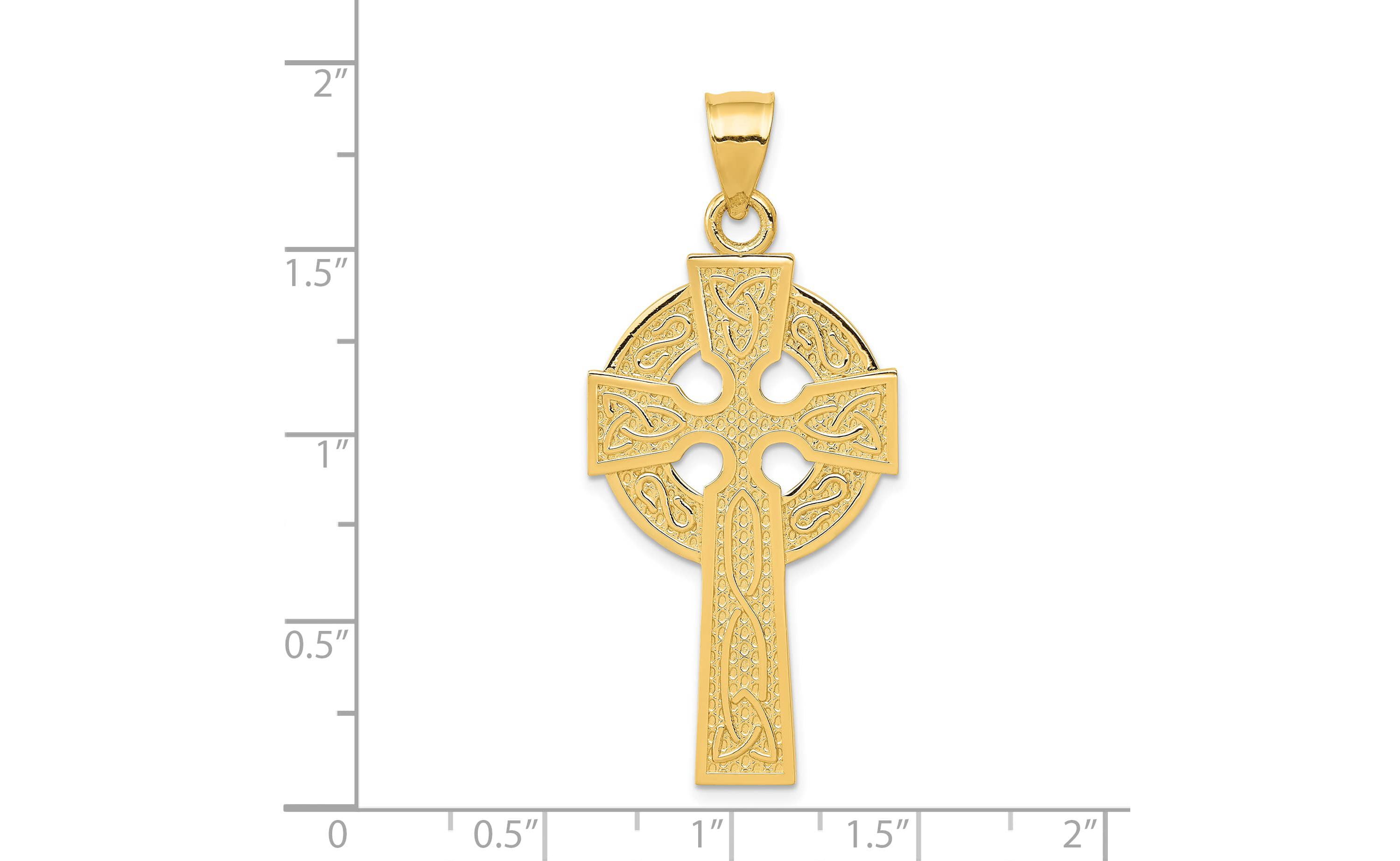14K Yellow Gold Polished Celtic Cross Pendant