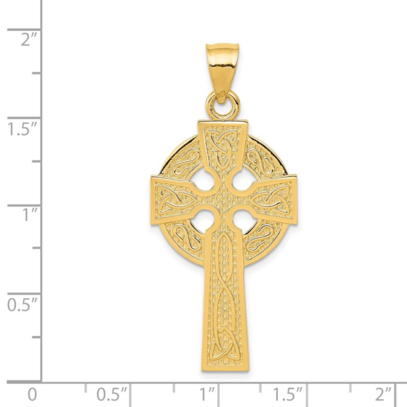 14K Yellow Gold Polished Celtic Cross Pendant