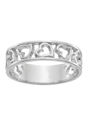 14K White Gold Heart Ring