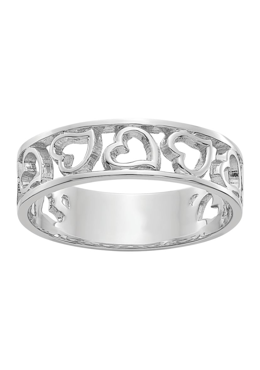 14K White Gold Heart Ring