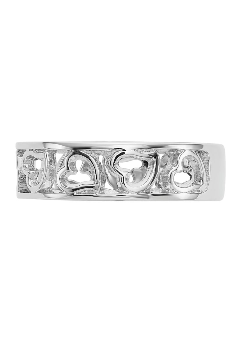 14K White Gold Heart Ring