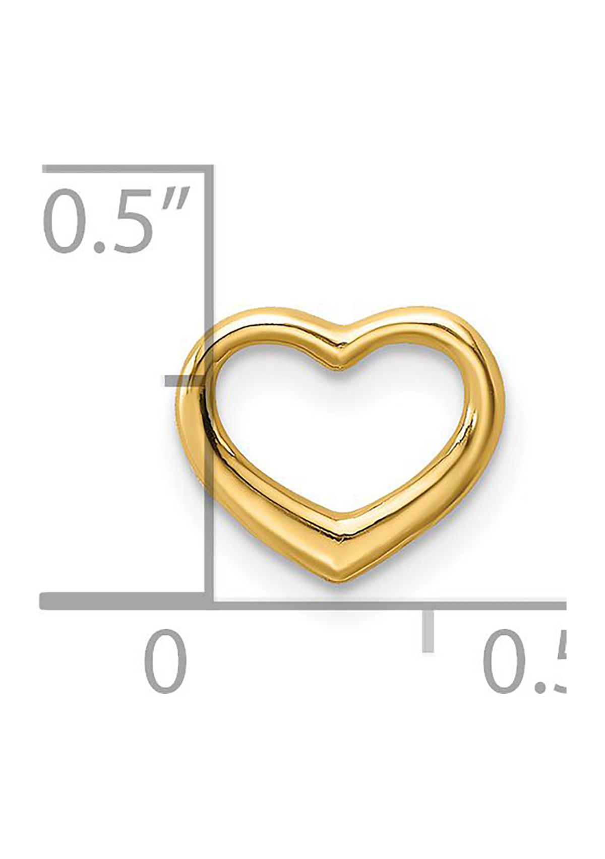 14K Yellow Gold Polished Mini Floating Heart Slide