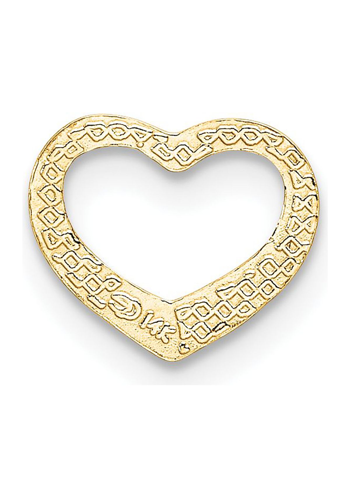 14K Yellow Gold Polished Mini Floating Heart Slide