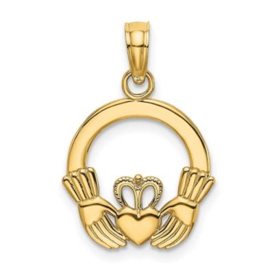 Belk & Co 14K Gold Polished Round Claddagh Charm