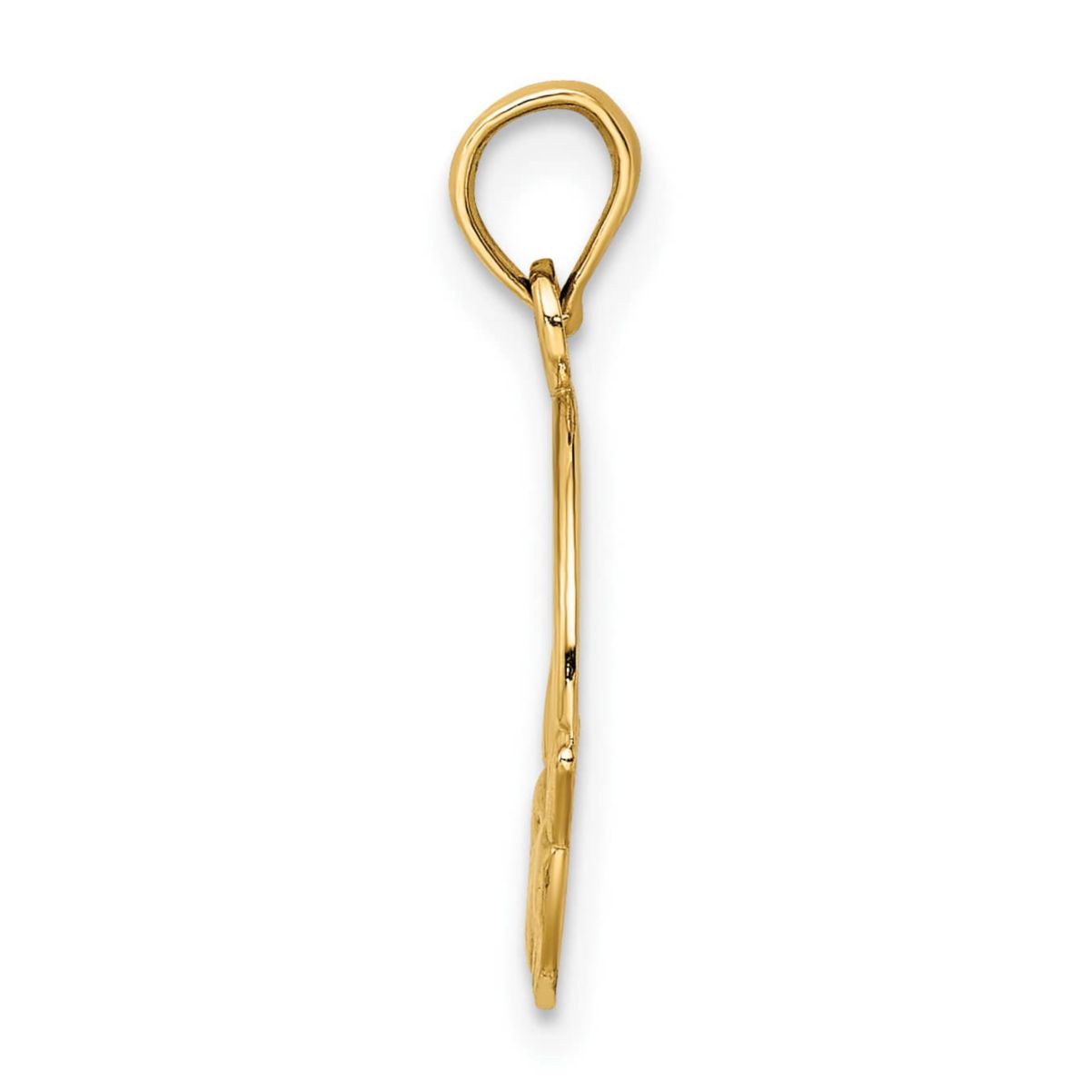 14K Gold Polished Round Claddagh Charm