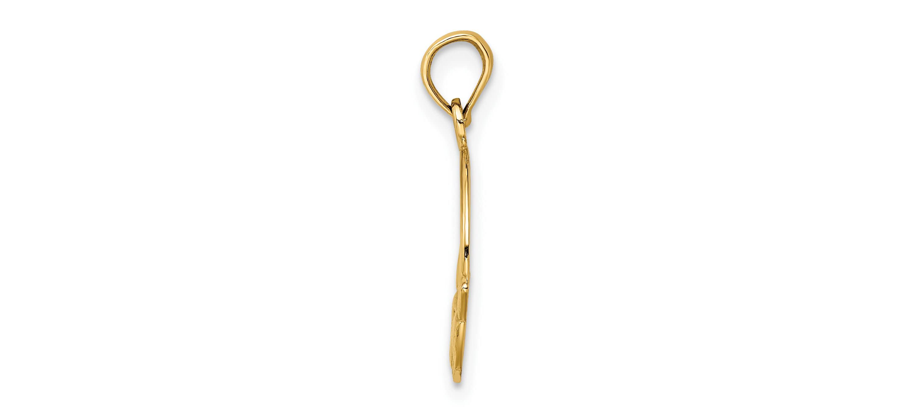 14K Gold Polished Round Claddagh Charm