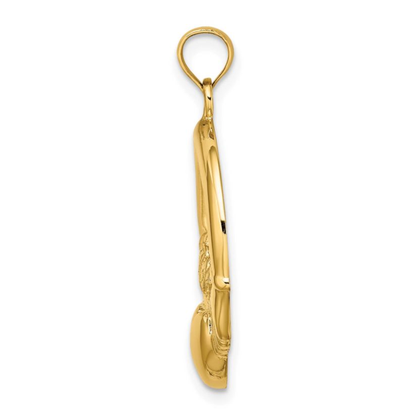 14K Yellow Gold Polished Large Claddagh Heart Charm