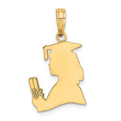 Belk & Co 14K Yellow Gold Polished Female Graduation Profile with Diploma Charm