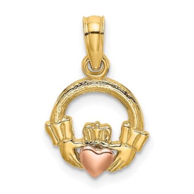 Belk & Co 14K Yellow and Rose Gold Claddagh with Heart Charm