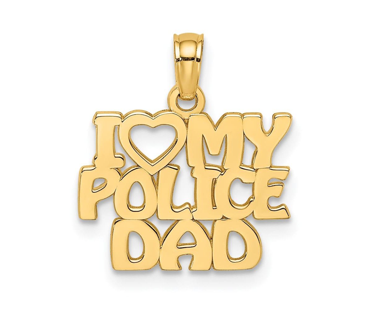 14K Yellow Gold I HEART MY POLICE DAD Charm