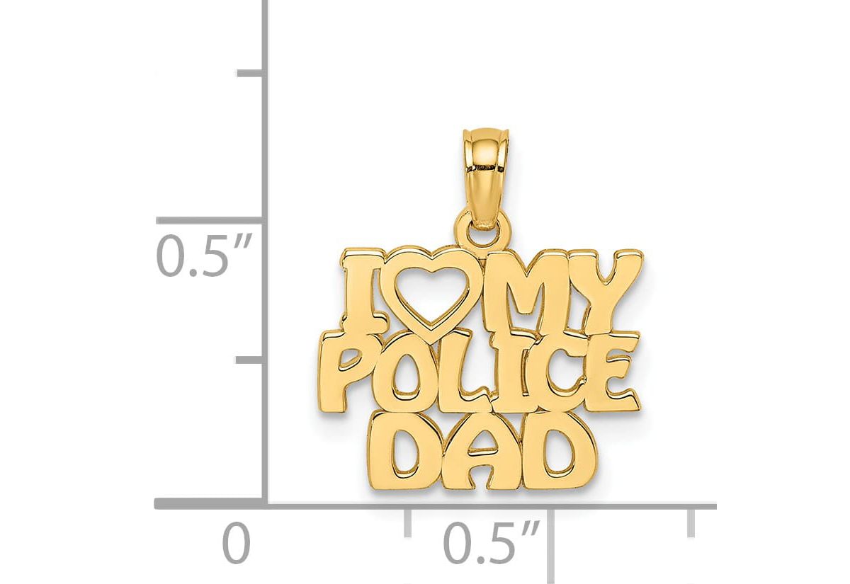 14K Yellow Gold I HEART MY POLICE DAD Charm