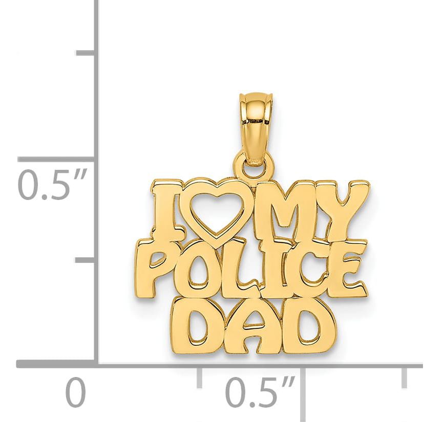14K Yellow Gold I HEART MY POLICE DAD Charm
