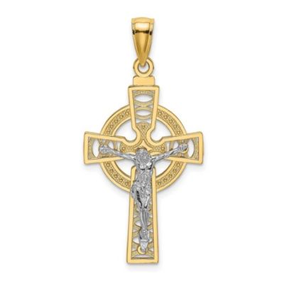 Belk & Co 14K Two-tone Celtic Crucifix with Eternity Circle Charm