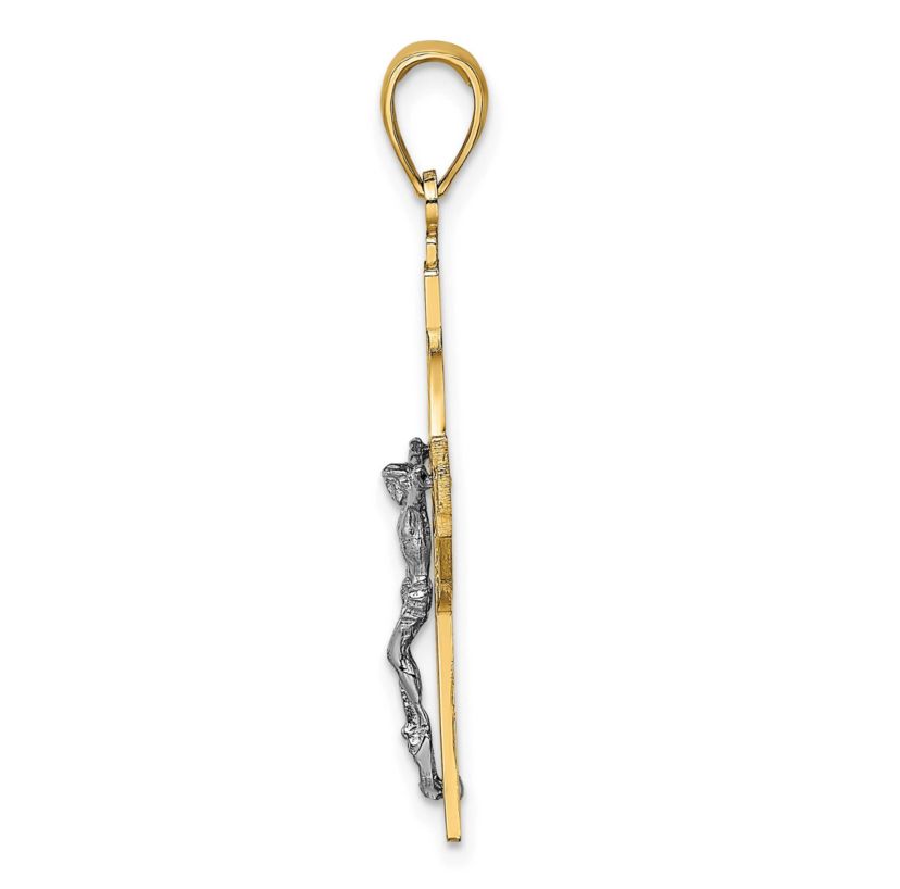 14K Two-tone Celtic Crucifix with Eternity Circle Charm