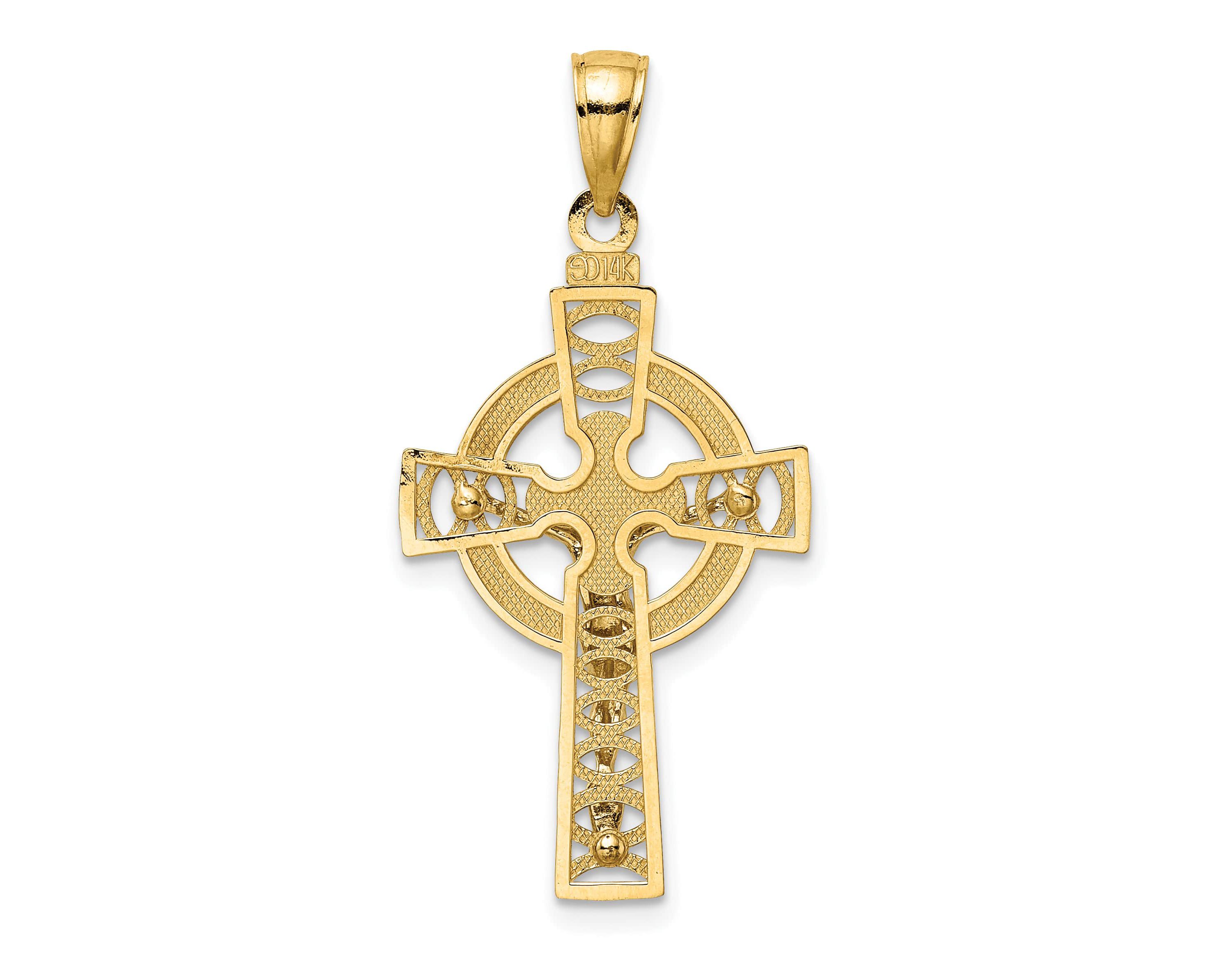 14K Two-tone Celtic Crucifix with Eternity Circle Charm