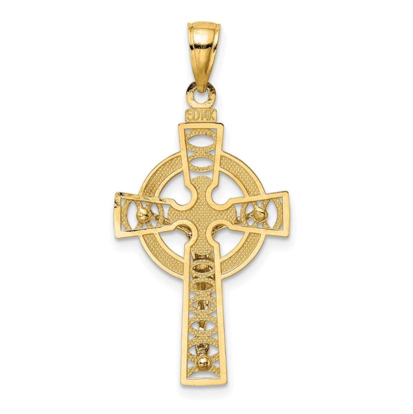 14K Two-tone Celtic Crucifix with Eternity Circle Charm
