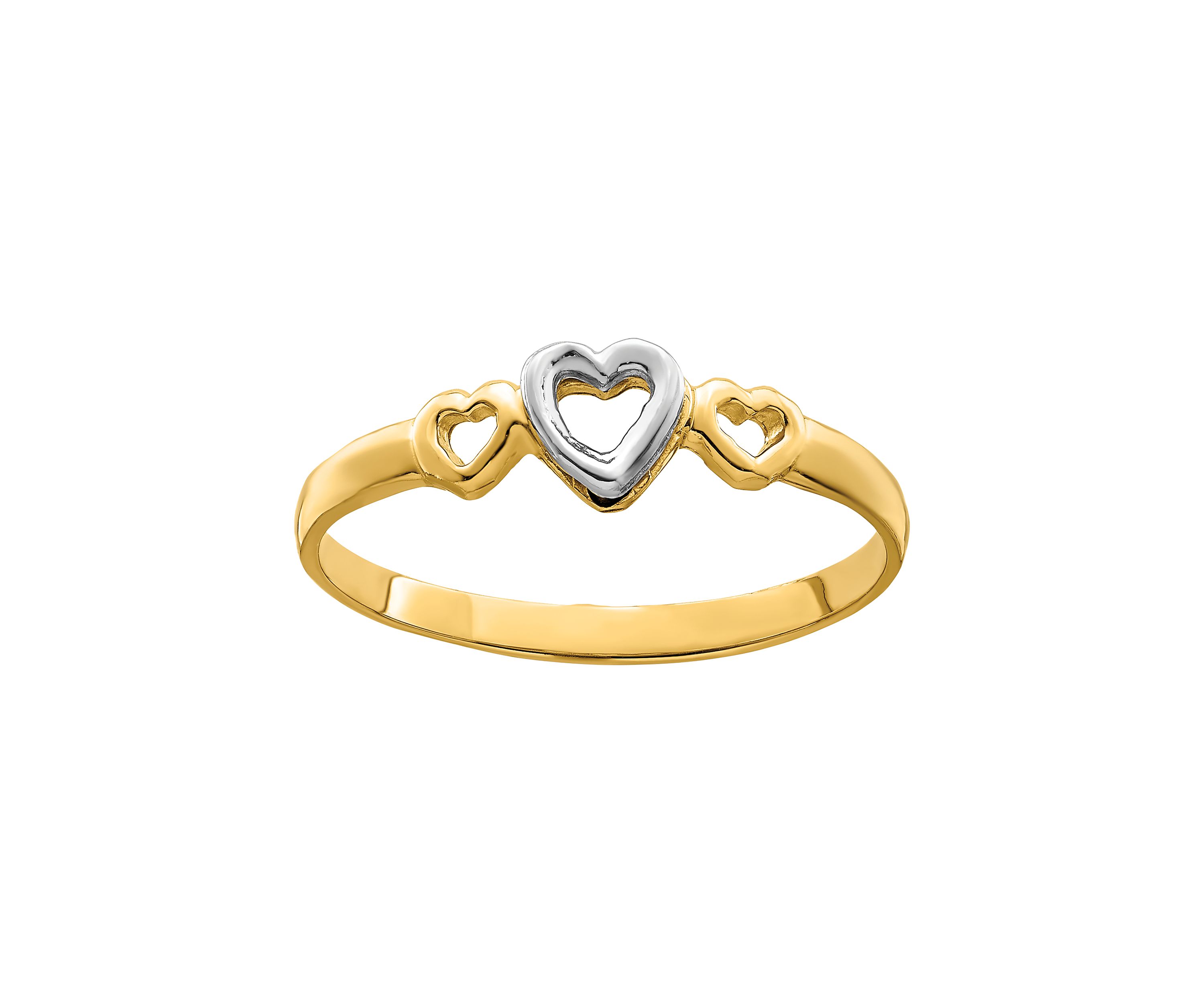 14K Two Tone Gold Hearts Ring