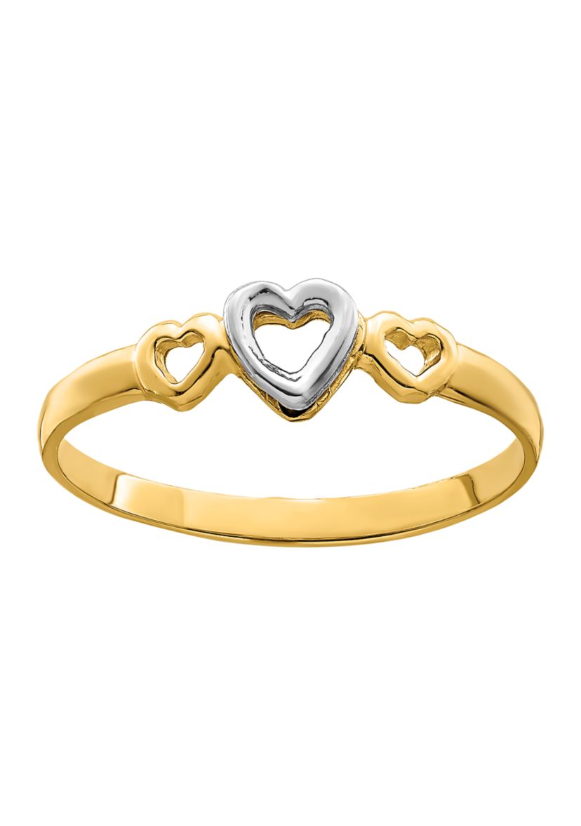 14K Two Tone Gold Hearts Ring