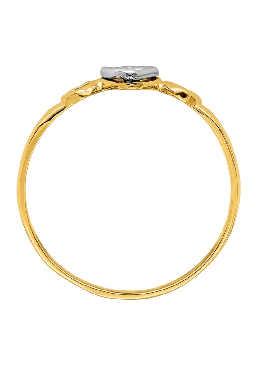 14K Two Tone Gold Hearts Ring