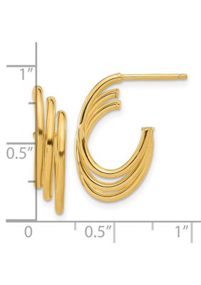 14K Yellow Gold Polished J-Hoop Post Earrings