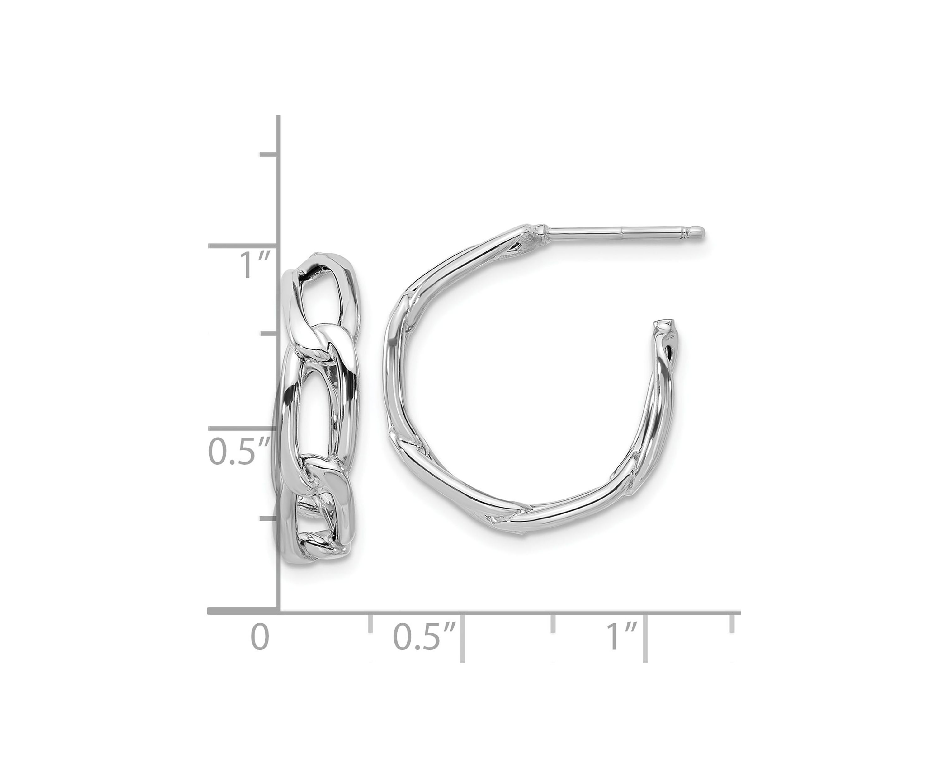 14K Gold Polished Link Post Hoop Earrings