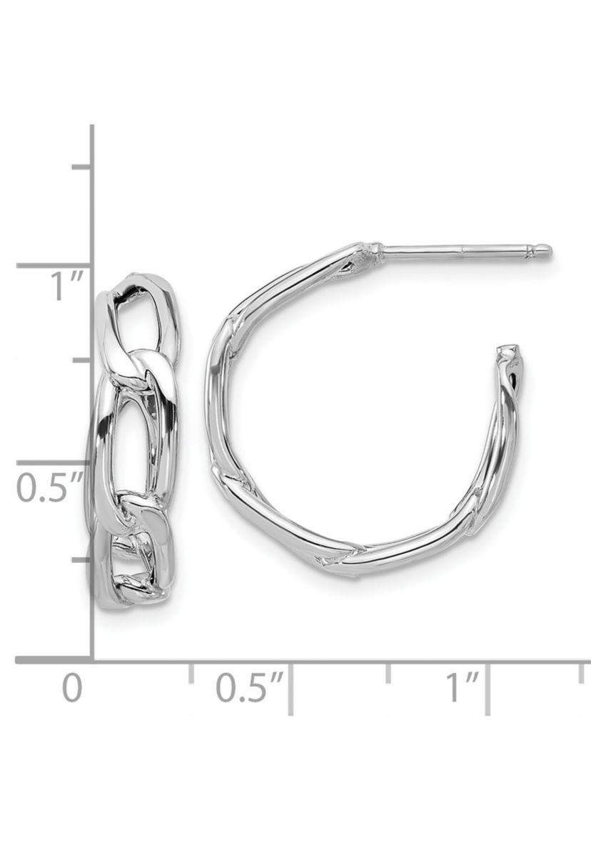 14K Gold Polished Link Post Hoop Earrings