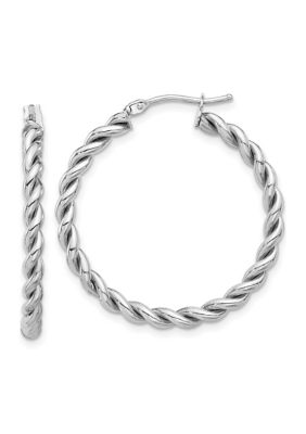 Belk & Co 14K White Gold Polished Twist Hoop Earrings