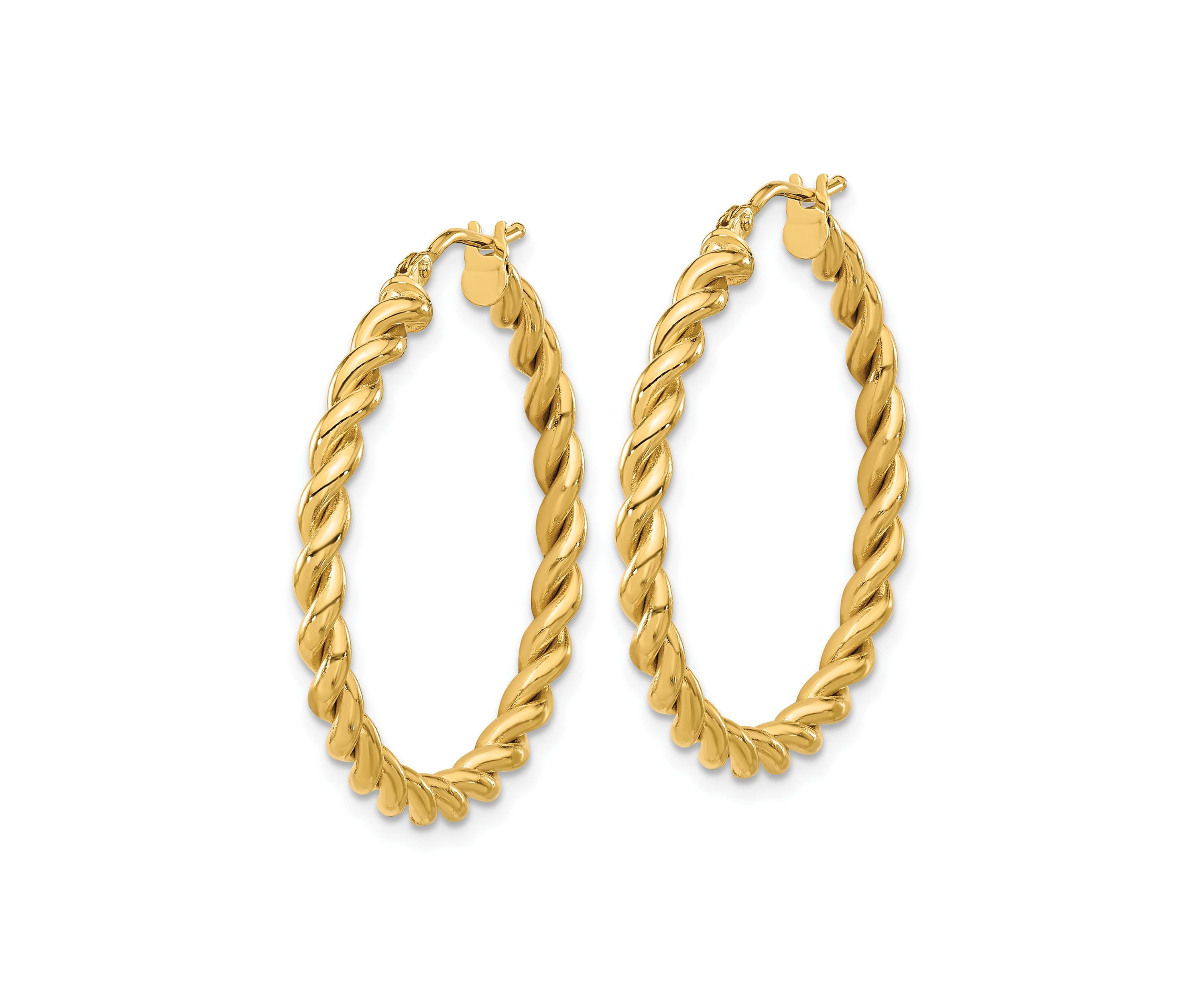 14K White Gold Polished Twist Hoop Earrings