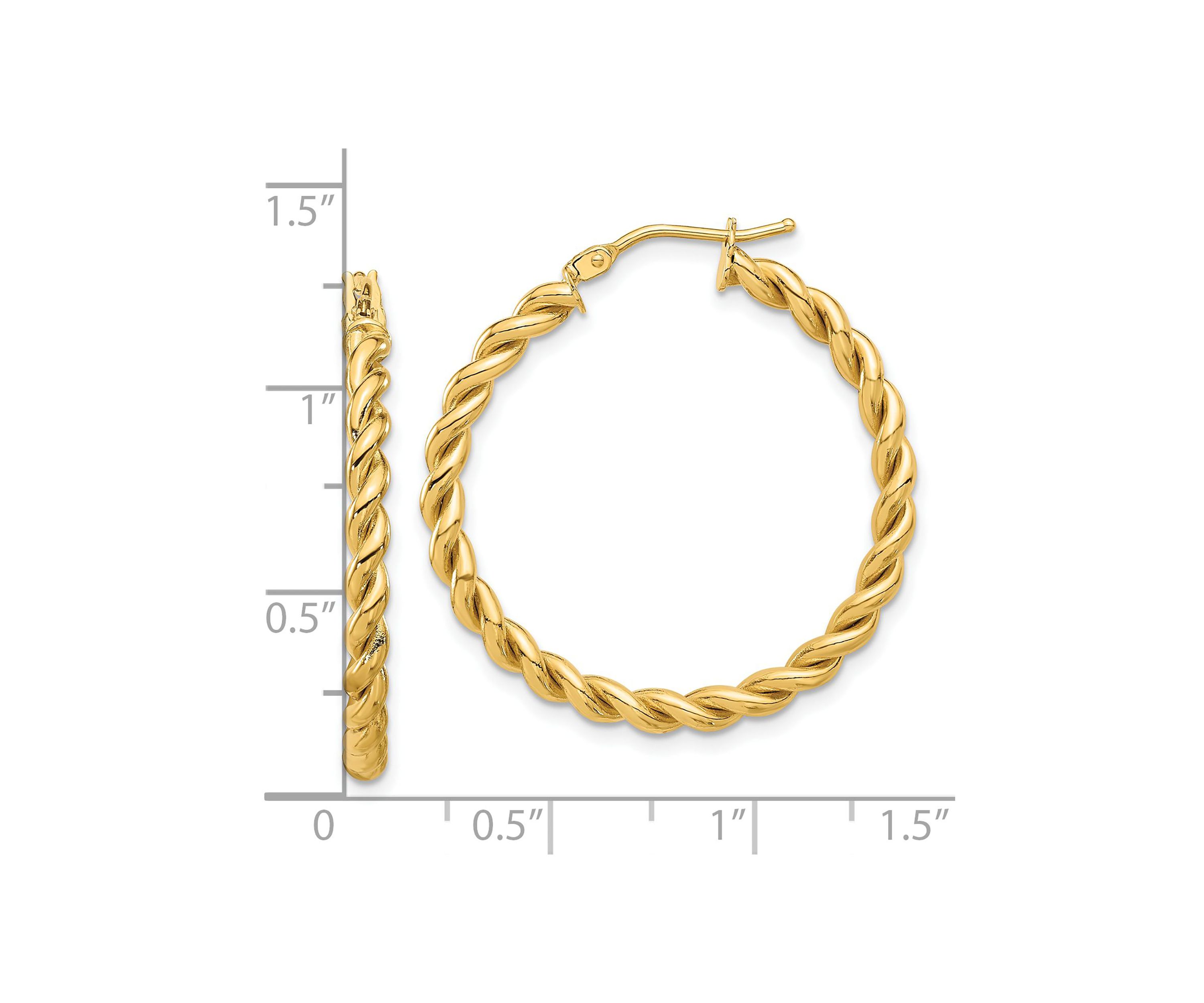 14K White Gold Polished Twist Hoop Earrings