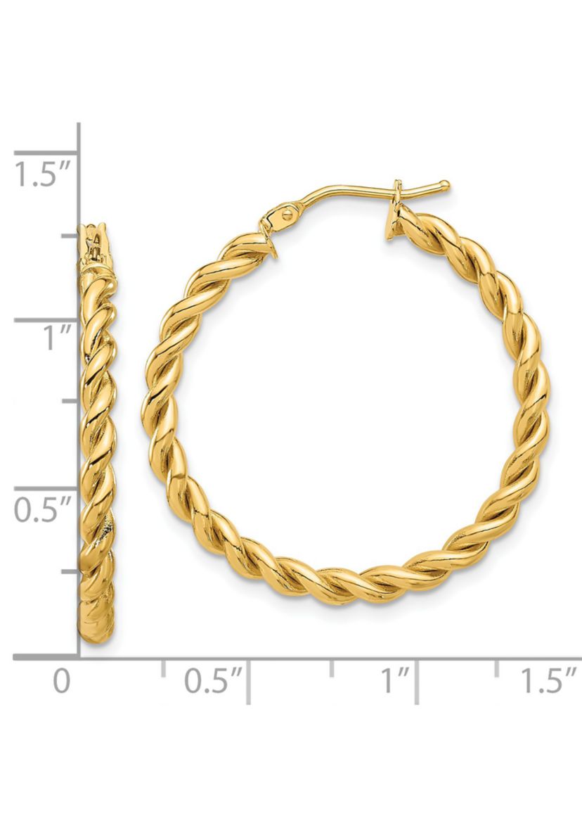 14K White Gold Polished Twist Hoop Earrings