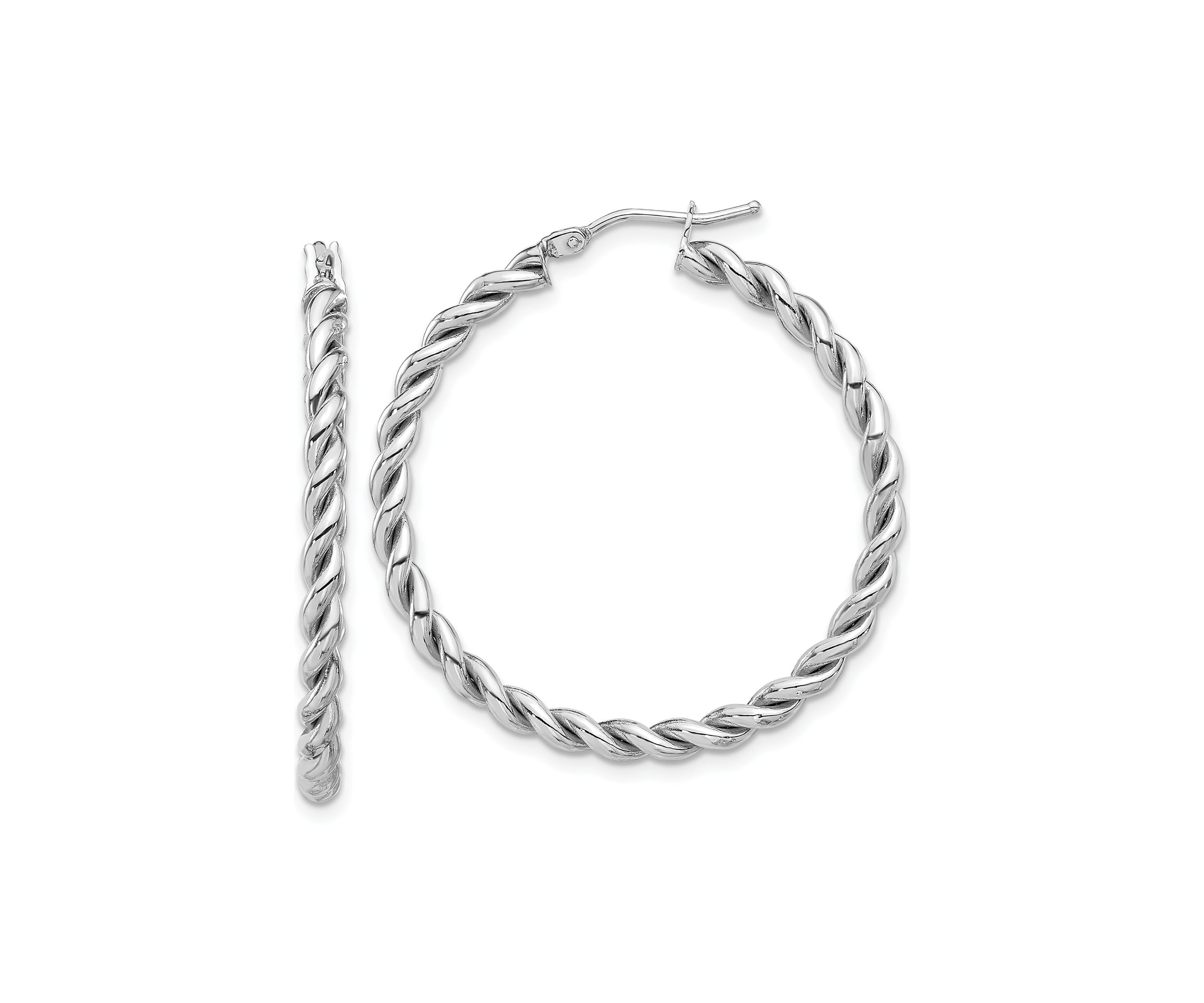 14K Yellow Gold Polished Twist Hoop Earrings