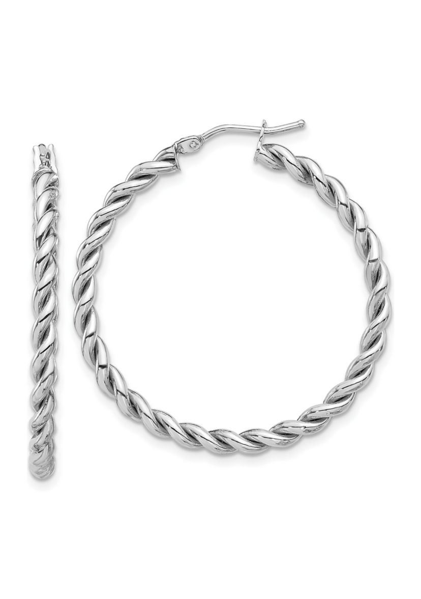 14K Yellow Gold Polished Twist Hoop Earrings