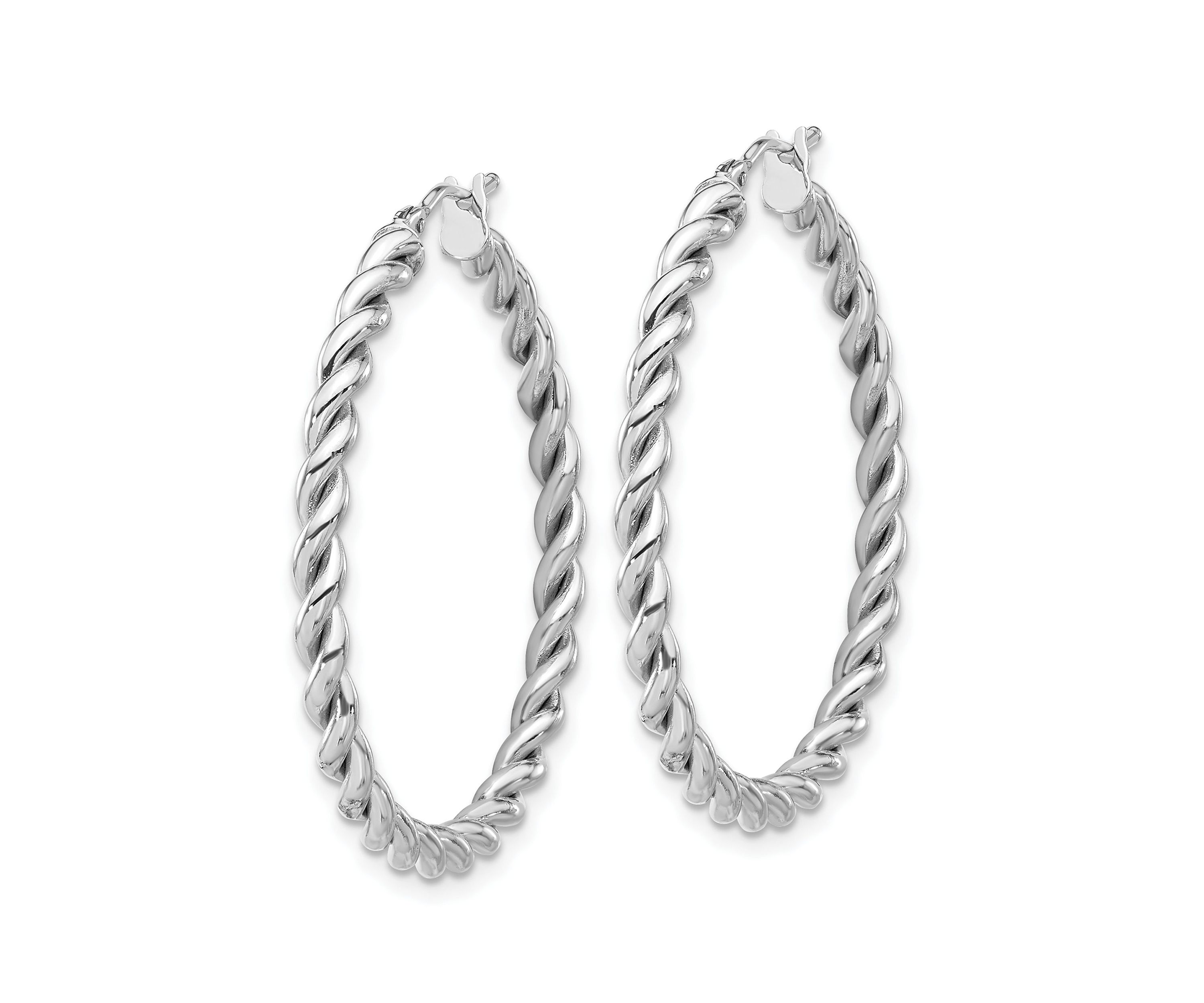 14K Yellow Gold Polished Twist Hoop Earrings