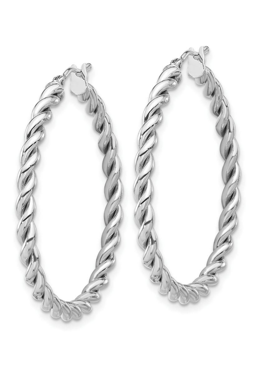 14K Yellow Gold Polished Twist Hoop Earrings