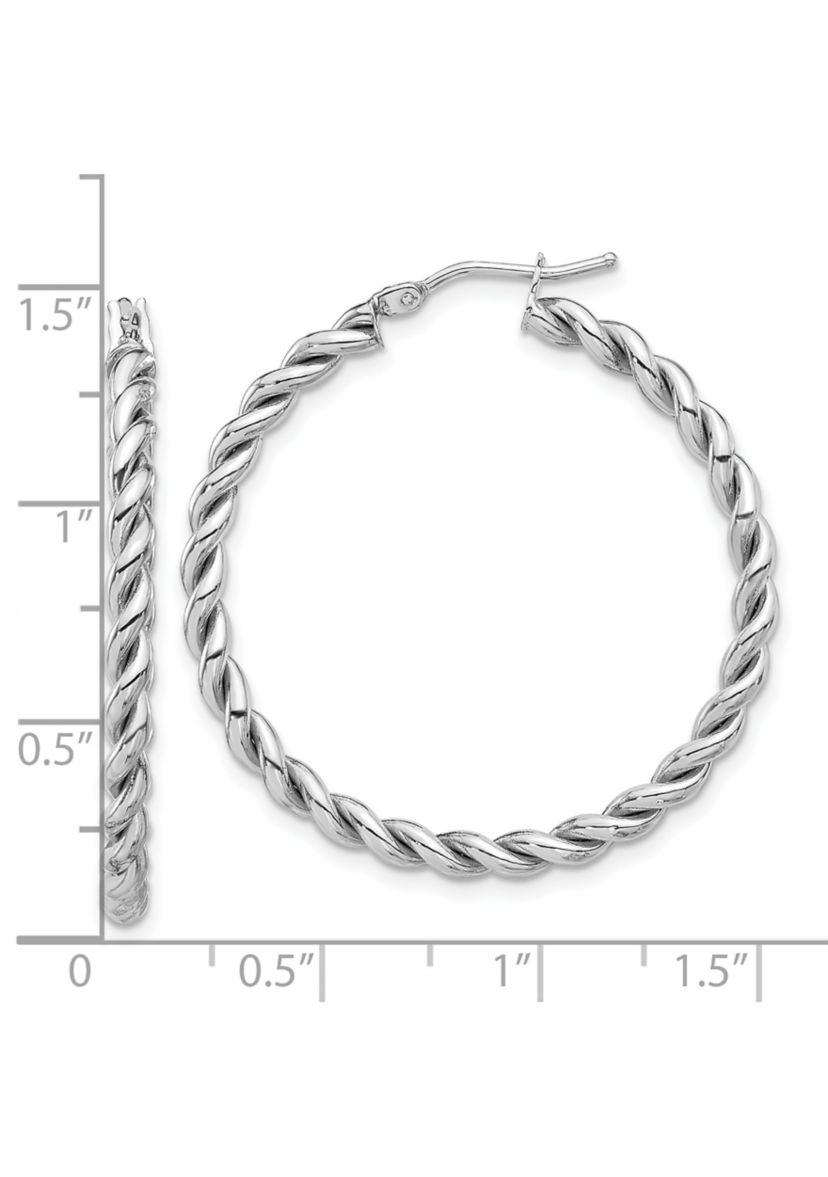 14K Yellow Gold Polished Twist Hoop Earrings