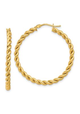 Belk & Co 14K Yellow Gold Polished Twist Hoop Earrings