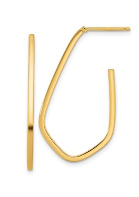 Belk & Co 14K Yellow Gold Polished Geometric Shaped J-Hoop Post Earrings