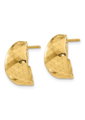 14K Yellow Gold Polished and Textured Earrings